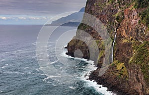 Waterfall Veu da Noiva (Bride\'s veil) - Madeira, Portugal - nature background photo