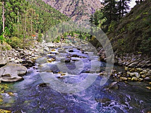 Waterfall with view with forest side