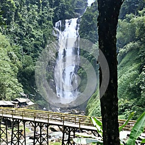 Waterfall in the village of Bedegung Muara Enim photo