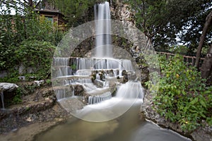 Waterfall in Villetta Di Negro Park in the city of Genoa, Italy photo