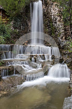 Waterfall in Villetta Di Negro Park in the city of Genoa, Italy photo