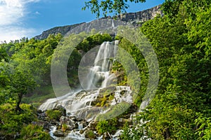 The Waterfall Vinnufallet in Sunndal Norway with smooth and soft water