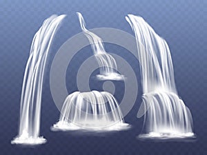 Waterfall water flow cascade vector illustration