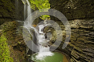 Waterfall in Watkins Glen Gorge in New York state, USA