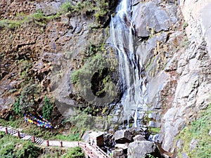 Waterfall on the way to Paro Taktsang of Bhutan
