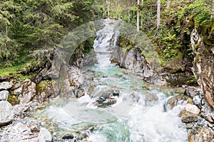Waterfall in Weisspriachtal in Lungau, Austria