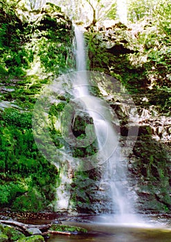 Waterfall in welsh mountains