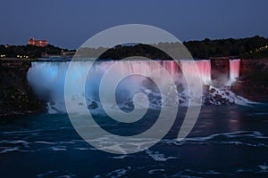 Waterfall White Red Blue Niagara Falls Ontario Canada
