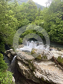 waterfall in the wild jungle
