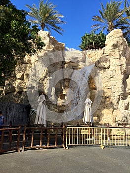 Waterfall at Wild Wadi Park near Hotel Burj Al Arab in Dubai