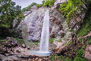 Waterfall Wildensteiner Wasserfall on mountain Hochobir in Gallicia, Carinthia, Austria