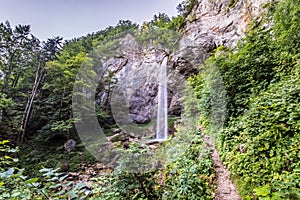 Waterfall Wildensteiner Wasserfall on mountain Hochobir in Gallicia, Carinthia, Austria