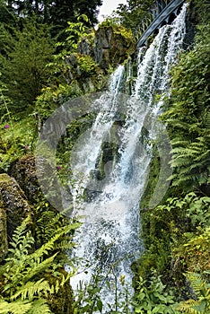 Waterfall in Wilhelmshoehe Berg park. Kassel water games