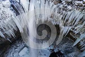 Waterfall during winter, Iceland