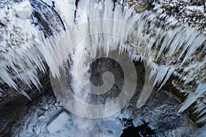 Waterfall during winter, Iceland