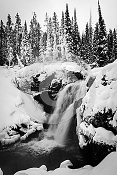 Waterfall, winter, Yellowstone