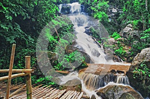 Waterfalls with bridge