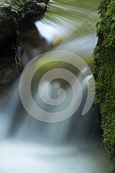 Waterfalls and cascades of the river Satina in the Moravian Beskydy Mountains