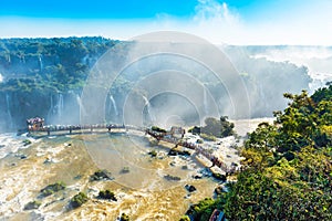 Waterfalls cataratas foz de iguazu, Brazil. Top view photo