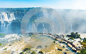 Waterfalls cataratas foz de iguazu, Brazil. Top view photo