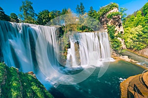 Waterfalls in city Jajce, Bosnia and Herzegovina. photo