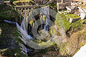 Waterfalls in the city of Tivoli at  Villa Gregoriana in Lazio, Italy