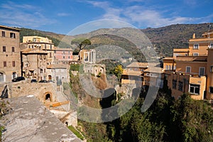 Waterfalls in the city of Tivoli at  Villa Gregoriana in Lazio, Italy