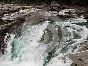 Waterfalls on clear river