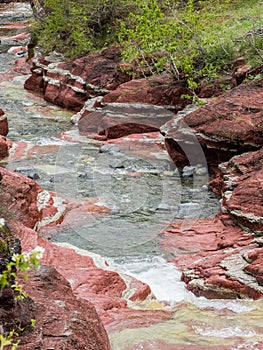 Waterfalls on clear river