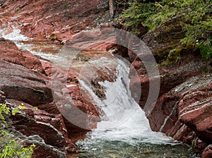 Waterfalls on clear river