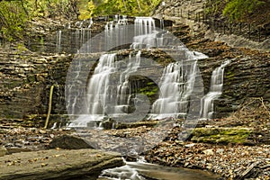 Waterfalls and Cornell Walkway in Cascadilla Gorge