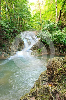 Waterfalls In Deep Forest at Erawan Waterfall