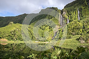 Waterfalls on Flores island, Azores archipelago (Portugal) photo