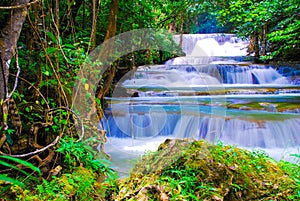 Waterfalls in the forest at Kanchanaburi , thailand.