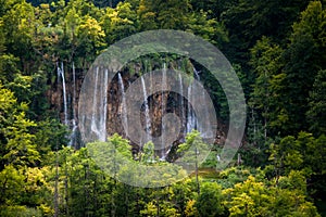 Waterfalls and forest, Plitvice Lakes, National Park, Forest, Croatia