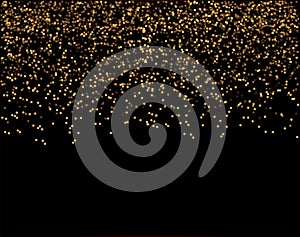 Waterfalls golden glitter sparkle-bubbles champagne particles stars black background happy new year holiday concept.