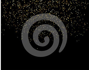 Waterfalls golden glitter sparkle-bubbles champagne particles stars black background happy new year holiday concept.