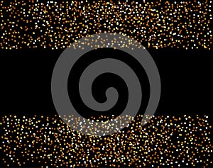 Waterfalls golden glitter sparkle-bubbles champagne particles stars black background happy new year holiday concept.