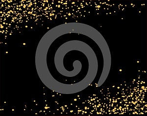 Waterfalls golden glitter sparkle-bubbles champagne particles stars black background happy new year holiday concept.