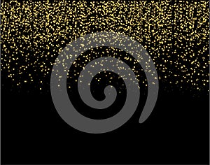 Waterfalls golden glitter sparkle-bubbles champagne particles stars black background happy new year holiday concept.