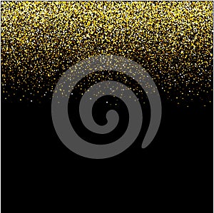 Waterfalls golden glitter sparkle-bubbles champagne particles stars black background happy new year holiday concept.