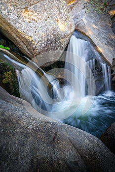 Waterfalls in granite rocks in Sierra de Gredos  Spain. Concept of nature and purity