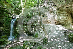 Waterfalls in Hajska valley in National park Slovak Karst, Slovakia