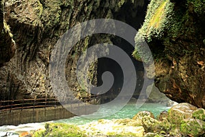 The waterfalls in karst cave