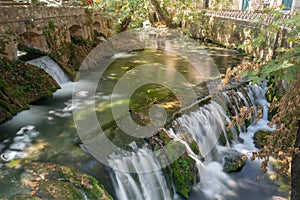 Waterfalls at Krya in Livadeia city in Greece. A famous touristic destination.