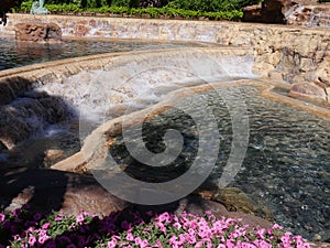 Waterfalls in a landscaped garden