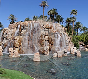 Waterfalls in a landscaped garden