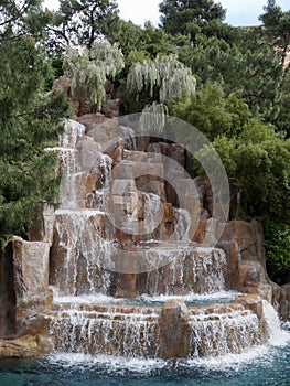 Waterfalls in a landscaped garden