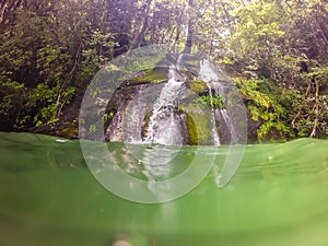 Waterfalls in the mountains on lake jocassee south carolina