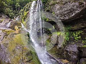 Waterfalls in the mountains on lake jocassee south carolina